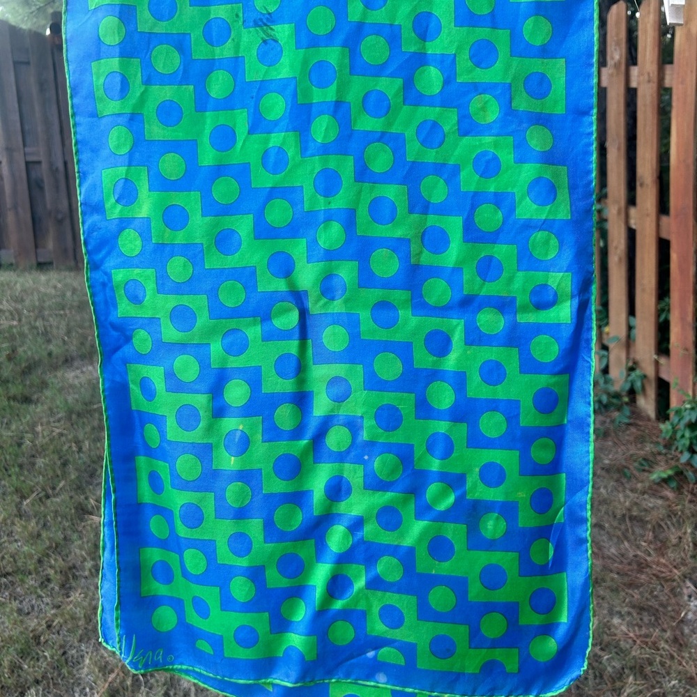VERA Neumann Vintage Blue & Green Geometric dots Pattern Scarf project fabric